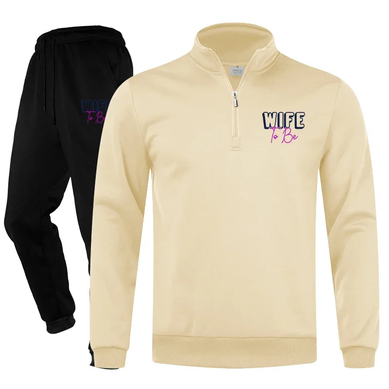 Men's Tracksuit Jogging Suit Set Workout Quarter Zip 2 Piece Printed Sweatsuit