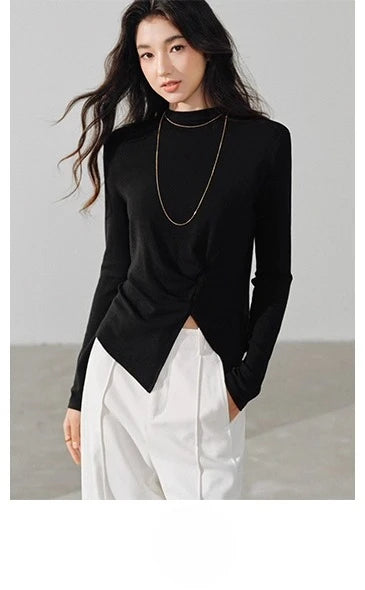 Casual Contrast Stitch Shirt Jacket Loose Long Sleeve Blouse for Women Stylish Collared Overshirt for Autumn Layered Slim Look