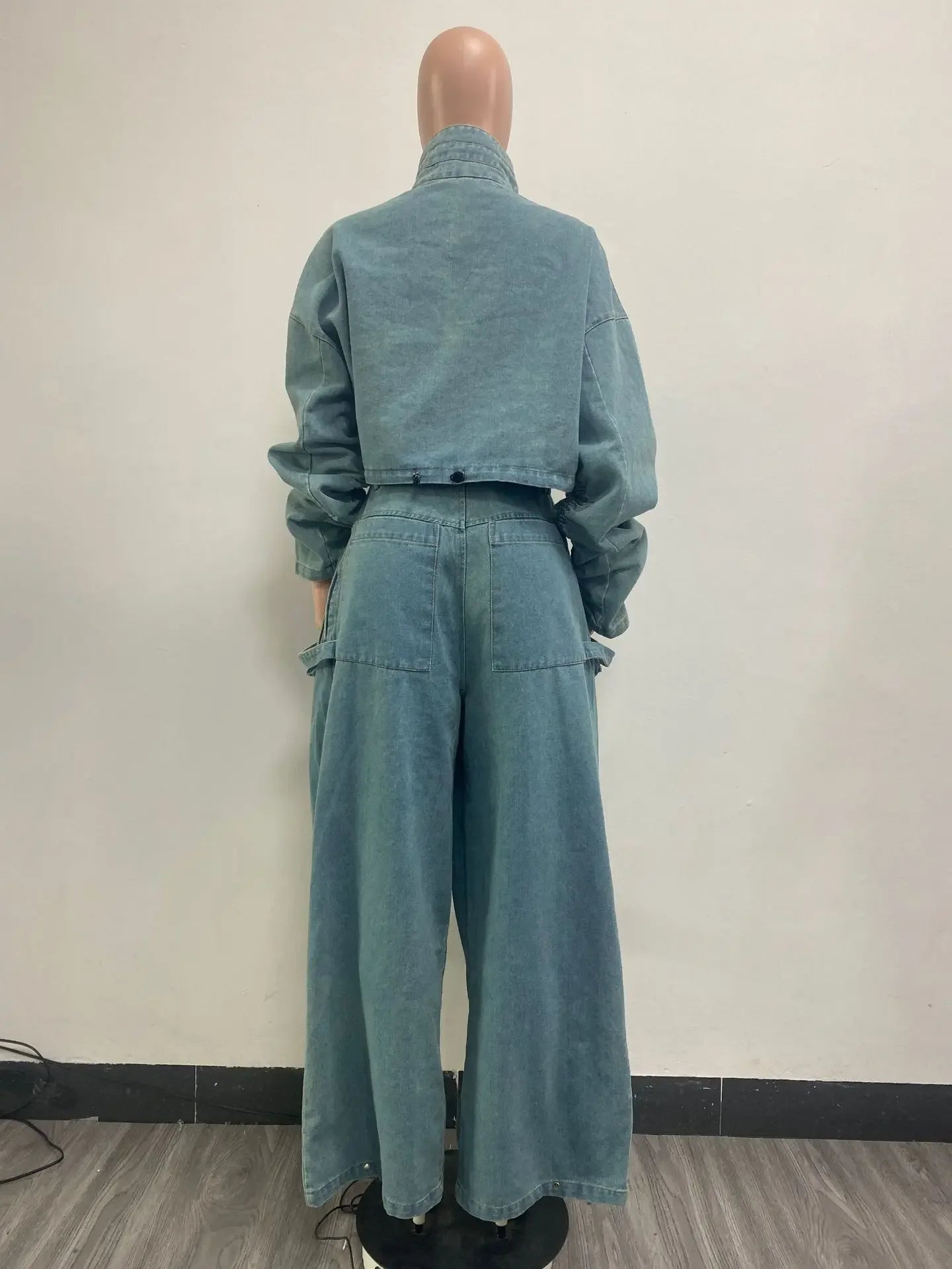 Denim Two Piece Sets Women Coat Jacket Wide Leg Pants Jeans Suits Matching Sets Trousers Outfits 2025/2026 Y2k Streetwear Party