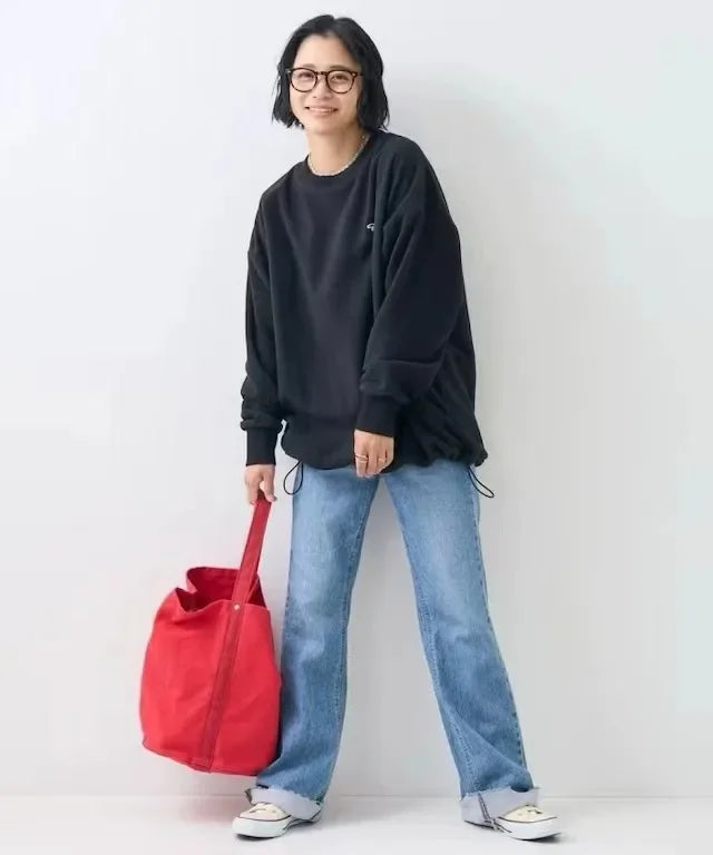 Double-Faced Fleece Sweatshirt with Corded Hemline And Embroidery round Neck Women's Fashion Brand Sweatshirt from Freak's Store