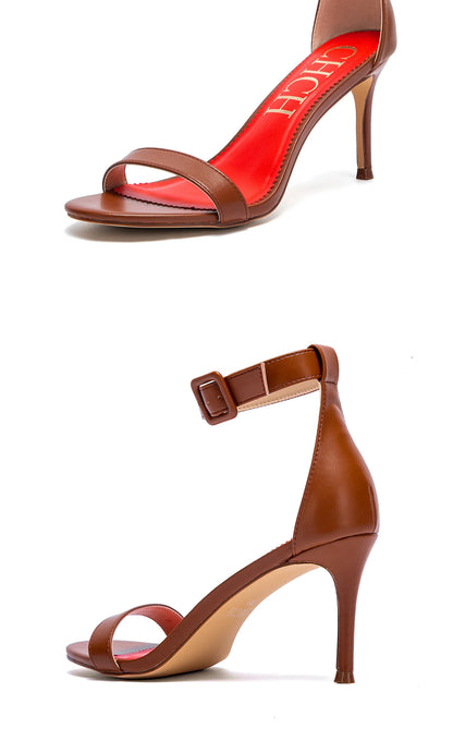 High heel sandals luxury brand 2025 summer new simple design wrap heel Girl