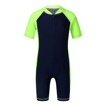 Wetsuits Kids Boys Girls Swimwear Swimsuits Short Sleeves Bodysuit Zippered Shorty Unitard Children's Bathing Suit Wetsuit