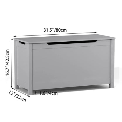 Kids Gray Wooden Toy Box with Hinged Lid - Storage Solution for ages 2+
