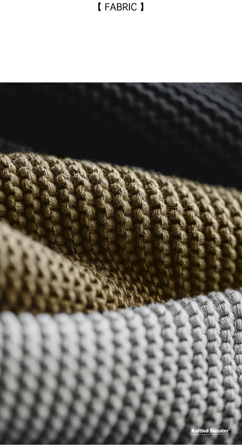 Maden Retro Heavyweight Knitted Sweater Loose Round Neck Pullover Warm Versatile Base Layer Knitwear for Men's Autumn and Winter