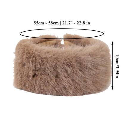Winter Lmitation Fur Thickened Fluffy Headband Plush Solid Color Headwear Outdoor Windproof Ear Warmer Head Cover Ski Cap
