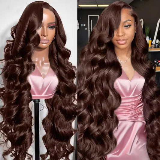 Chocolate Brown Wig Body Wave 13x4 13x6 HDTransparent Lace Front Human Hair 200 180 Density Biazilian Wig For Women 20 30 inch