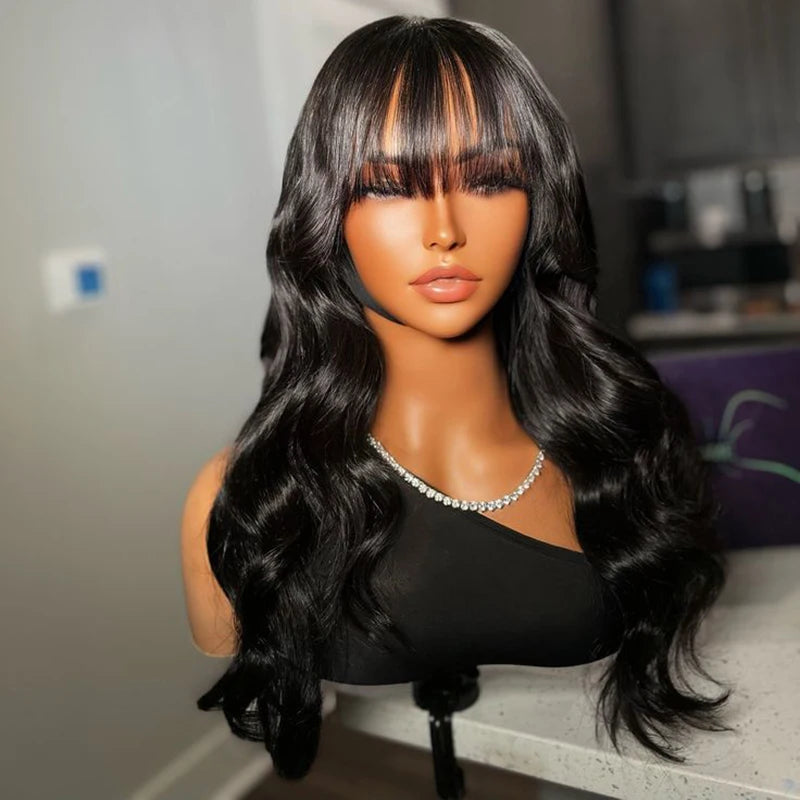 360 Full Lace Frontal Wig Fringe Body Wave Lace Front Wig Human Hair Wigs With Bangs Glueless Brazilian Wigs On Sale Clearance
