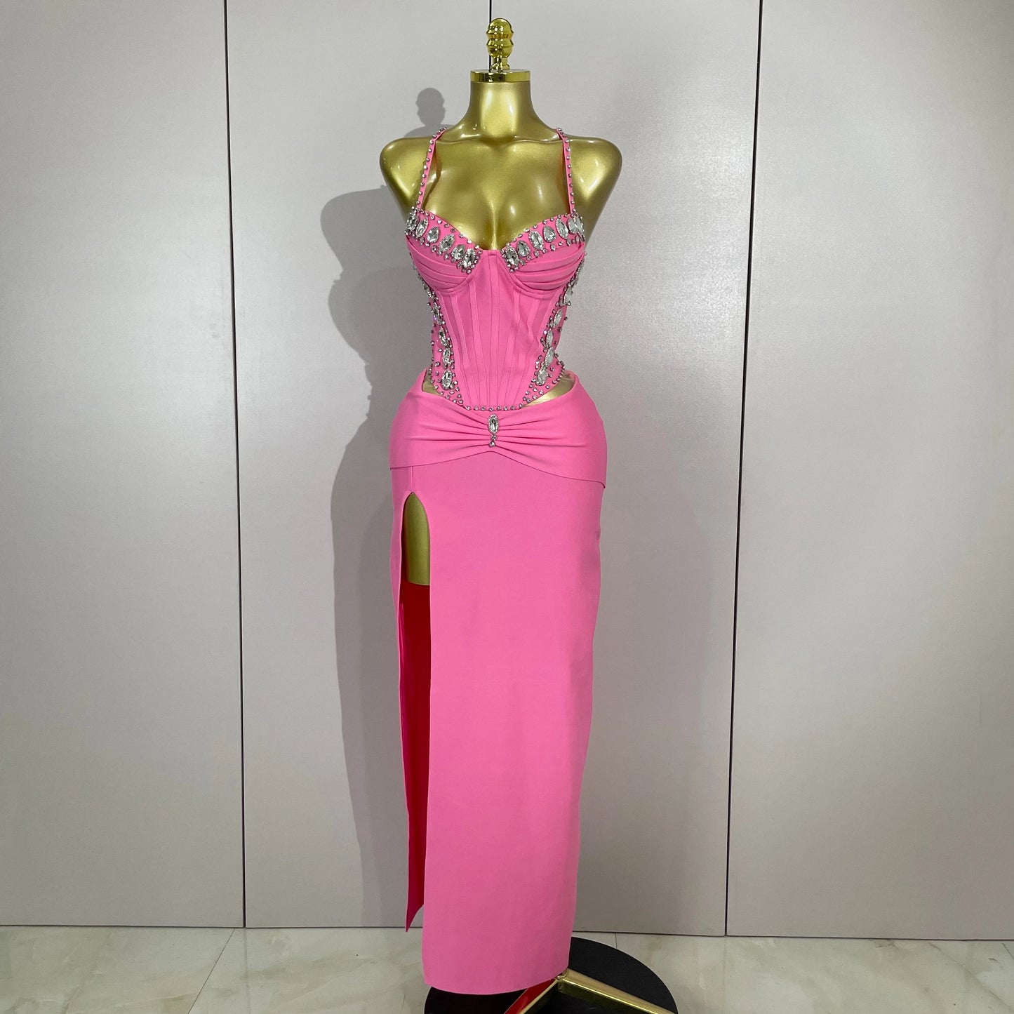 Elegant Sexy Backless Bodycon Sleeveless Pink Bandage Dress Women Prom Club Evening Party Luxury Birthday Wedding Guest Dresses