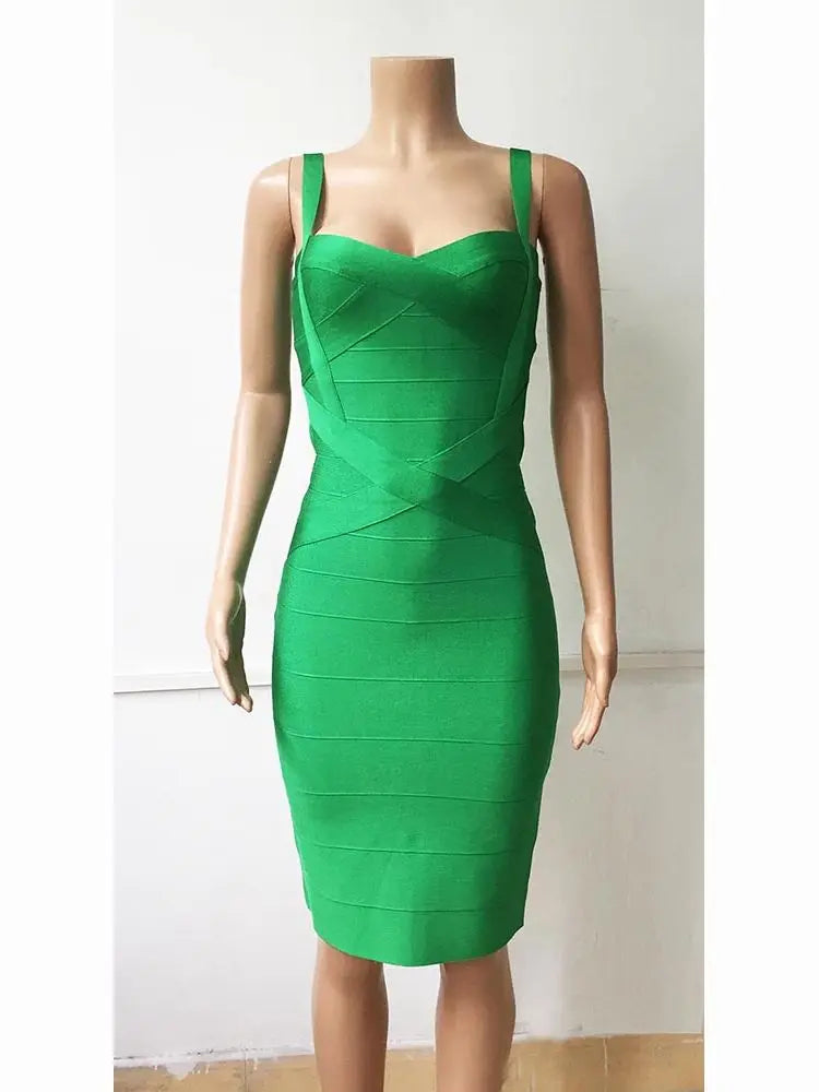 New 2026 Women Sexy Celebrity Midi Red White HL Elastic Bandage Dress Spaghetti Strap Club Bodycon Party Dress Wholesale HL434