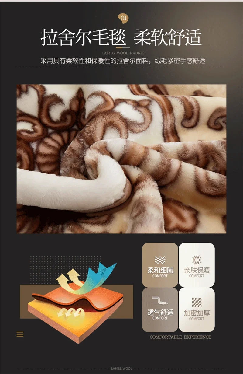 New Warm Weighted Blankets for Beds High End Thicken Warmth Raschel Blanket for Winter Autumn Double Side Plush Comforter Quilt