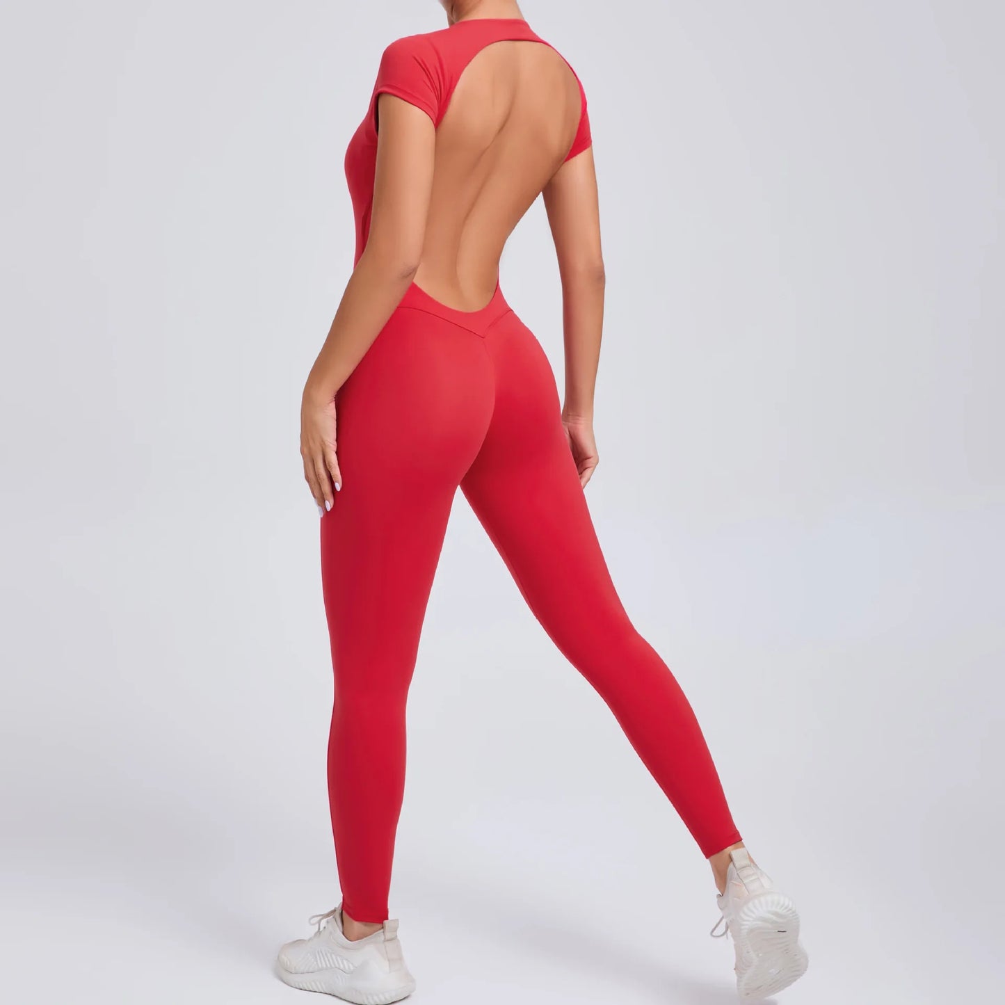One-Piece Pad Jumpsuit for Women Workout Clothing Sports Bodysuit Open Back Yoga Sets Gym Tracksuits Activewear