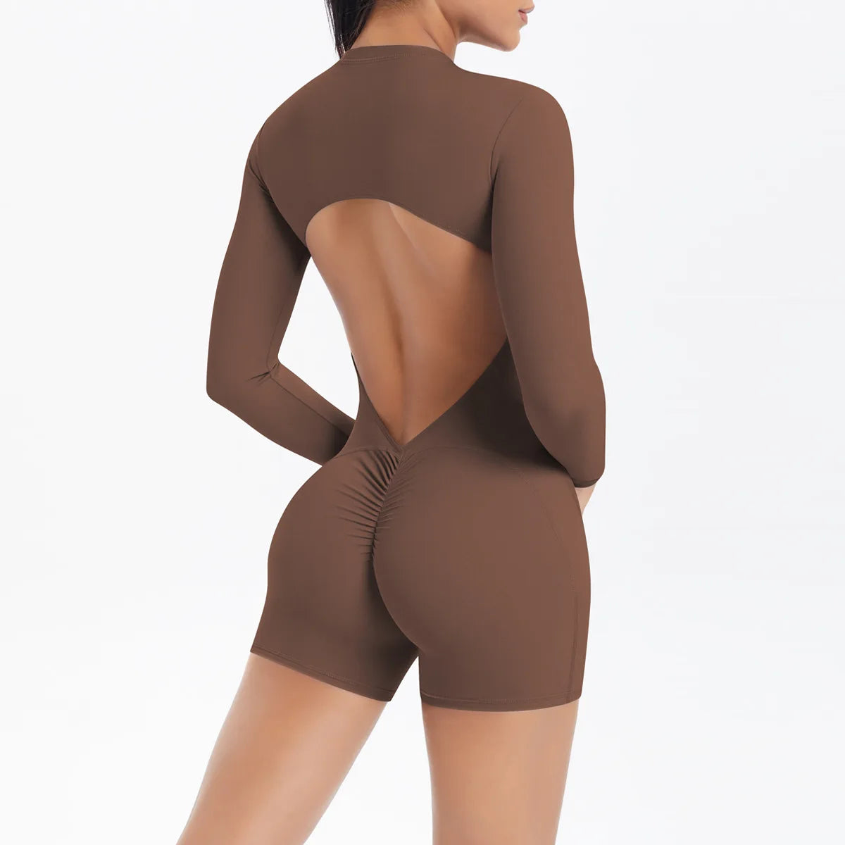 Sexy Back V Jumpsuit Gym Set Women Tracksuits Yoga Suit Scrunch Butt Sports Jumpsuit Fitness Rompers Stretch Workout Bodysuits