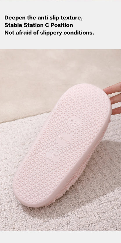 Cotton slippers for women in autumn and winter, new indoor and household anti slip warm plush slippers for men