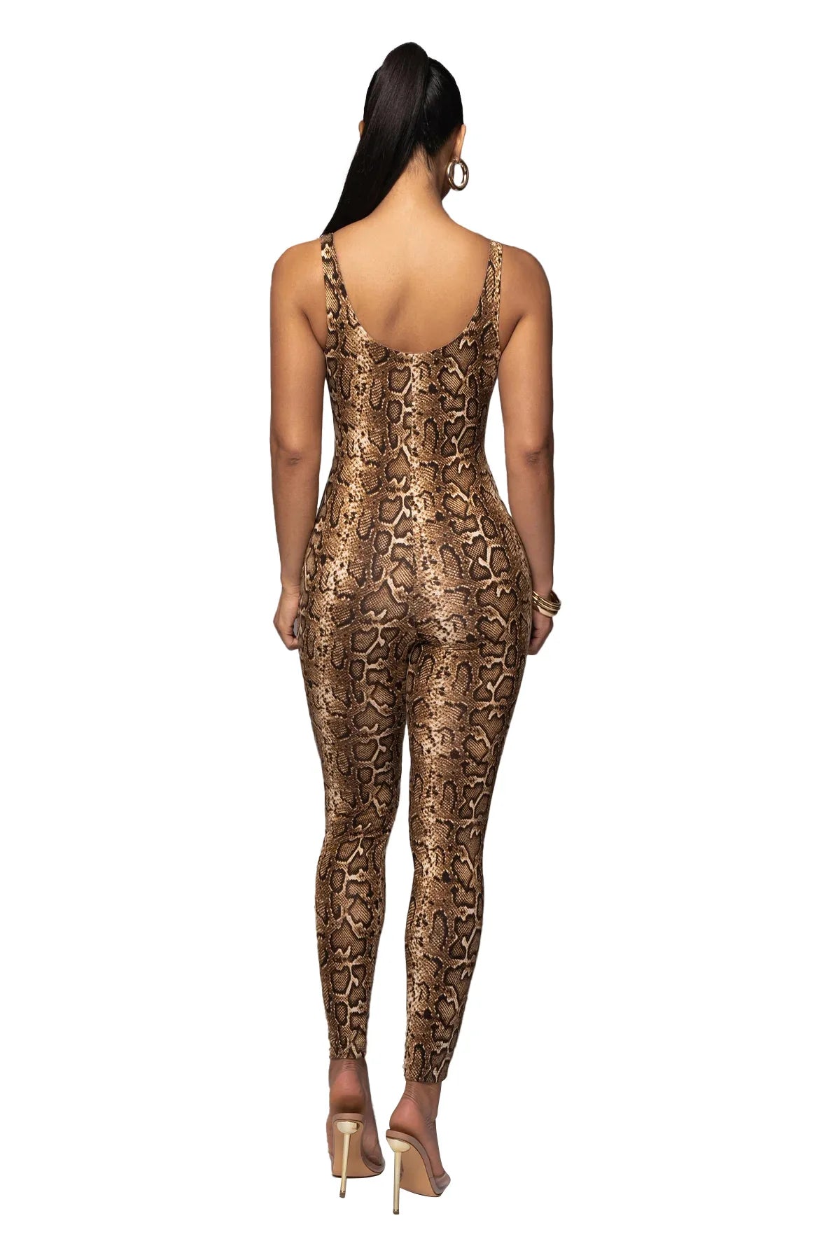 Sexy Sling Sleeveless Backless Snake Print/Leopard Print Jumpsuit for Women Skinny Fashion Nightclub Party Wear Sexy Streetwear