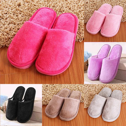 Soft Plush Cotton Slippers Shoes Autumn Winter Couple Unisex Non-Slip Floor Indoor Home Furry Slippers Women Shoes For Bedroom