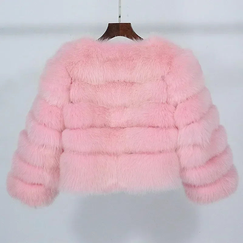 Real Fox Fur Coat Winter Jacket Women O-neck Thick Fashion 2025 & 2026 Natural Fox Fur Raccoon Outerwear Warm Luxury Female Plus Size