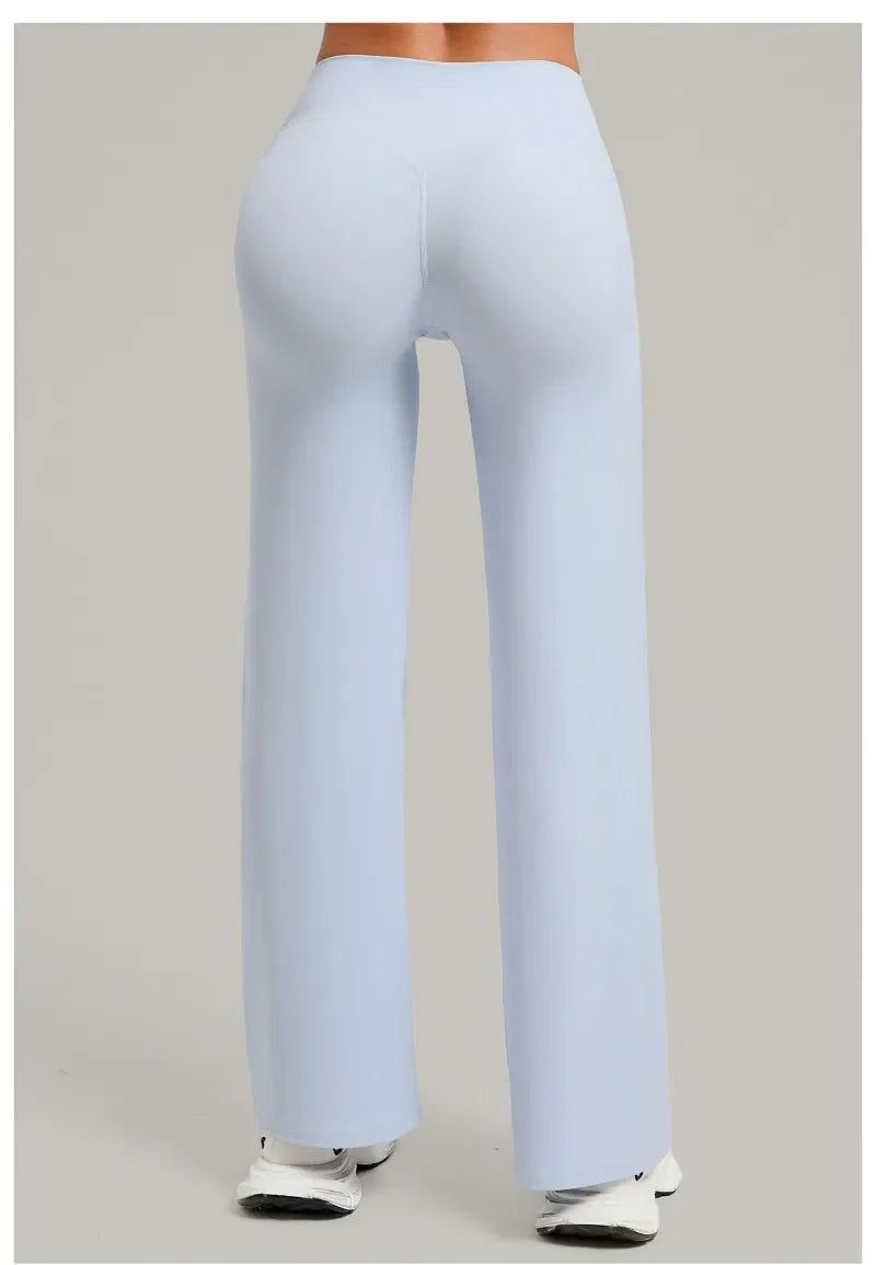 Women's New Pilates Straight Leg Yoga Pants Hip Lifting Tight Fitting Wide Leg Pants Outdoor Sports Running Casual Fitness Pants