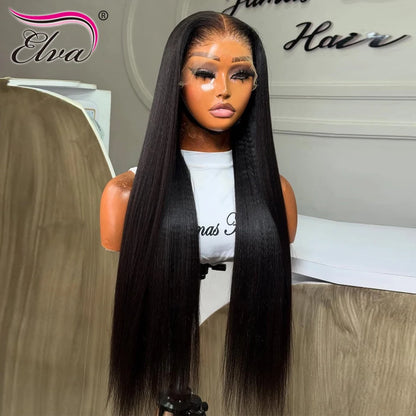 Raw Hair 13x6 HD Transparent Lace Full Frontal Human Hair Wigs Silky Straight Melt Skins Pre Plucked Bleached Knots Brazilian