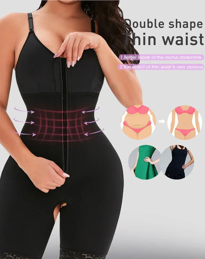 Women's Belly Tummy Control Butt Lifting Zipper Postpartum BodyShaper Fajas Colombian Double Compression Corset Waist Trainer