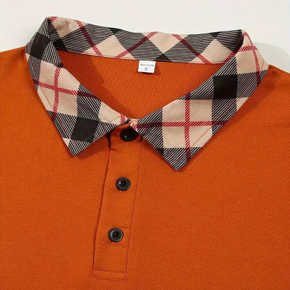 Spring and Autumn Men's Polo Shirt Lapel Pocket T-shirt Men's Business Casual Long sleeved European and American Plus Size