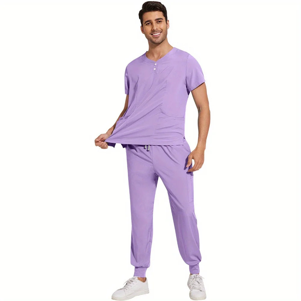 Ideal for Women in Pet Stores & Beauty SPA Spa Scrubs Top and Pants Women's and Men's 2-Piece Soft Scrubs Set