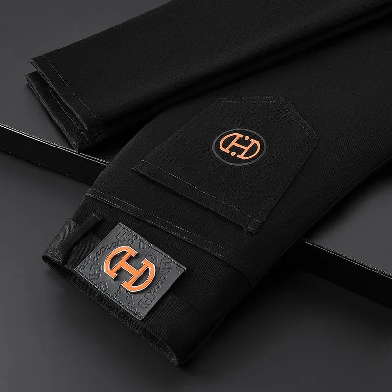 BlackJeans2024 New Fall/Winter Trendy Brand Casual Slim Fit Stretchy European Style Long Pants For Men Fashionable Printing