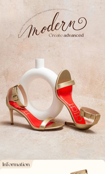 High heel sandals luxury brand 2025 summer new simple design wrap heel Girl