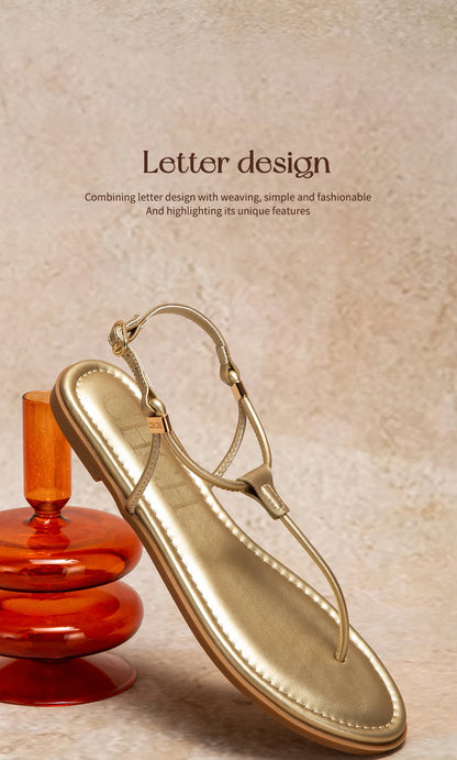 2025 Sandals Summer Women's Shoes Thin Bottom Flat Spaghetti Straps Casual Sandals Luxury Brand New