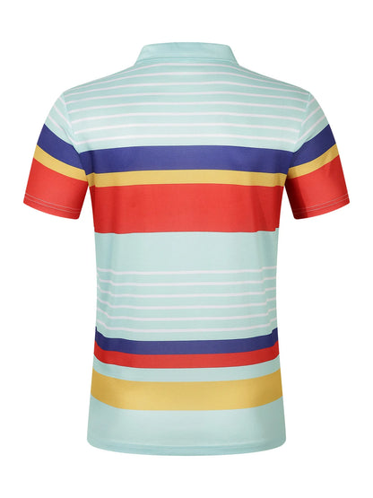 2025European and American ins cross-border 2024 summer new men's striped lapel short sleeved polo shirt casual contrasting polo