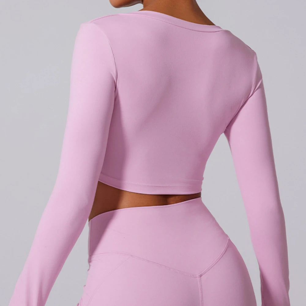 2 Pieces Wrap Front Gym Fitness Suit Women Long Sleeve Legging Workout Yoga Set Sports Bra Short Sports Clothes Tracksuit Female