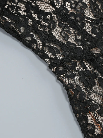 Sexy Spaghetti Strap V Neck Lace Long Dress Women Black Floral Lace Sleeveless Bodycon Dresses Elegant Evening Celebrity Party