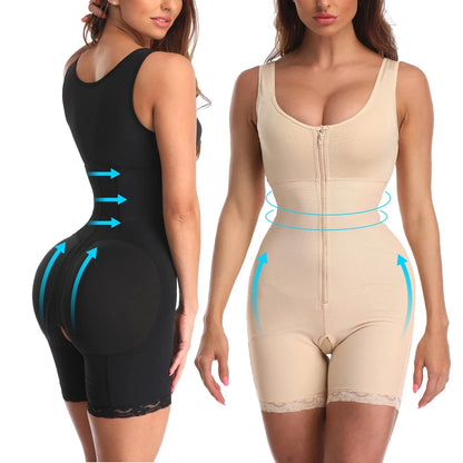 Zip Waist Lace Slimming Shaper Corset Control Shapewear Butt Lifter Strap Body Shaper Underwear Bodysuit Women Plus Size S-6xl