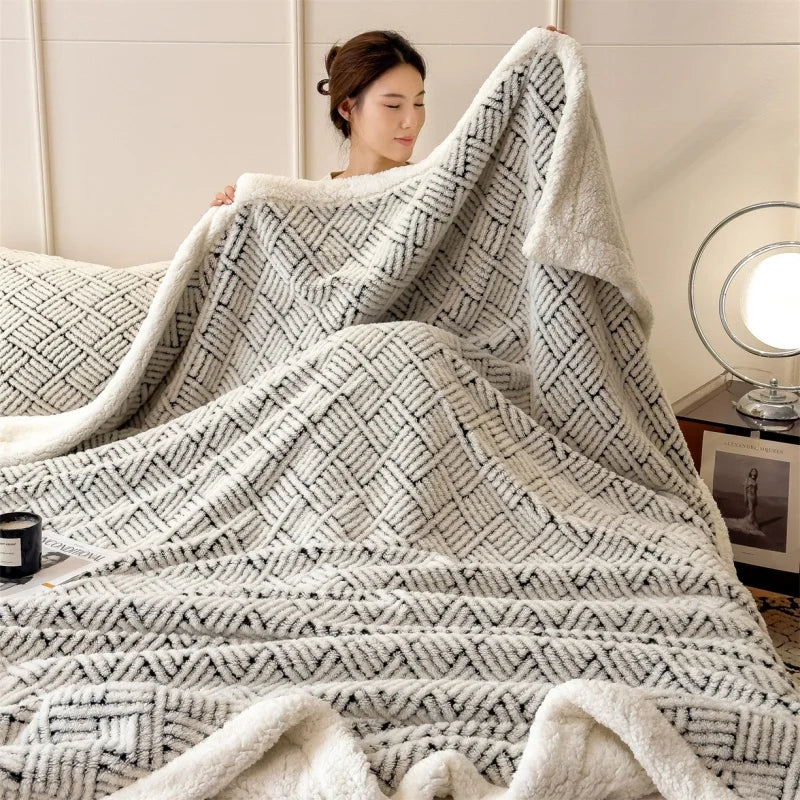 Sherpa Like Fleece AB Side Throw Blanket Ultra-Soft Warm Winter Thick Blankets For Single Double Bedspread Drop Shipping 120*200