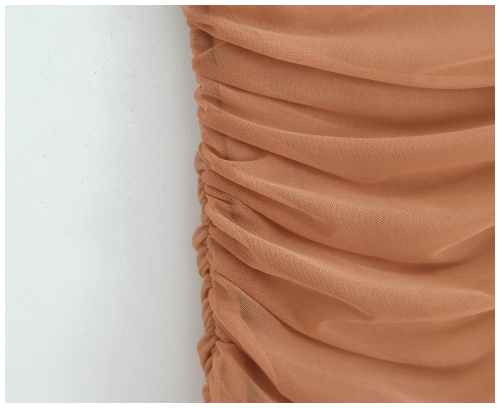 Womens Dress Mesh Ruched Slim Fit Long Spaghetti Strap Elegant Dress Must Have For Elegant Parties And Evening Banquets