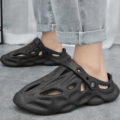 Litfun Summer Clogs Sandals For Men New Outdoor Soft Botton Beach Slippers Anti-slip EVA Garden Shoes Fashion Hollow Hole Shoes