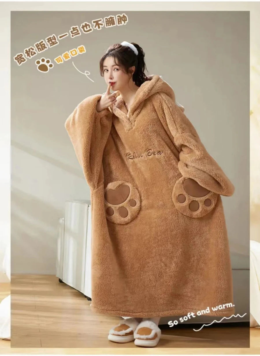 WOSTAR Winter soft Sherpa blanket with sleeves Pocket Hooded wearable Blankets Ultra Plush Outdoor Warm Flannel hoodie Blanket