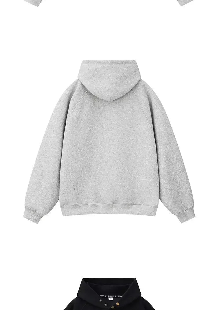 American Style Hoodie Men's Hong Kong Style Spring Autumn New Loose Casual Heavy Grey Jacket Brand None( AE Stock)