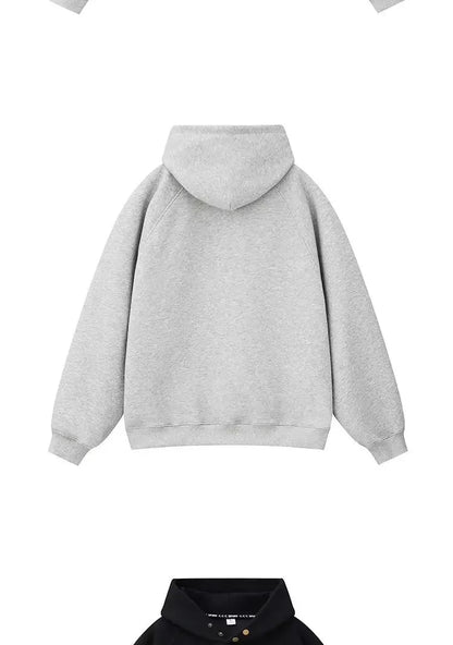 American Style Hoodie Men's Hong Kong Style Spring Autumn New Loose Casual Heavy Grey Jacket Brand None( AE Stock)