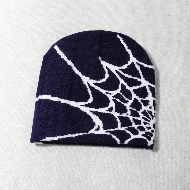 Knitting Spider Web Design Hat Skullies Beanies for Men Women Pullover Pile Cap Y2k Goth Warm Beanie Hats New Hip-hop Street Cap
