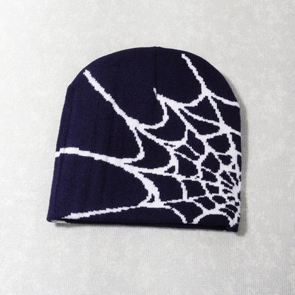 Knitting Spider Web Design Hat Skullies Beanies for Men Women Pullover Pile Cap Y2k Goth Warm Beanie Hats New Hip-hop Street Cap