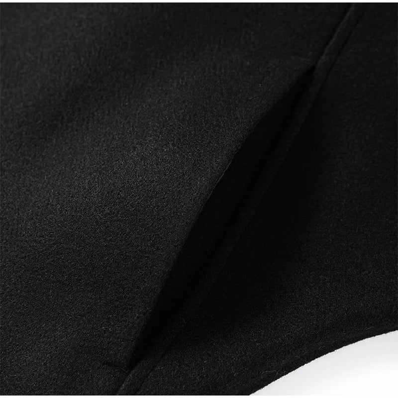 Woolen Zipper Loose Short Jacket Women Long Sleeve Lapel Solid 2025 Autumn Winter Commute Coat Street Office Warm Ladies Outwear