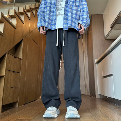 25ss Summer Vintage 190cm Men's Super long Pants 115cm Elastic Waist Straight Leg Breathable Drape Sportswear Casual Pants