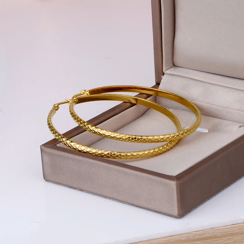 Hgflyxu Stainless steel Gold Hoop Earrings Large size Circle Ear Accessories Fashion Jewelry