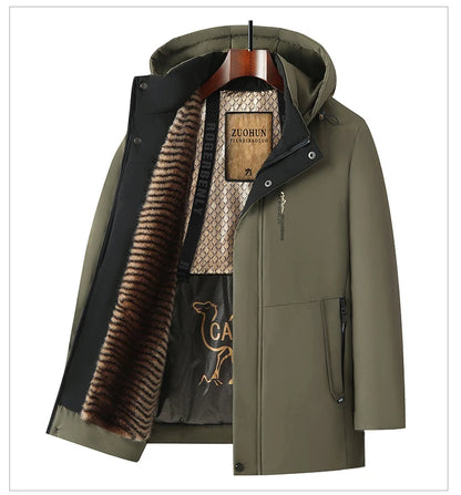 Top Grade Five Protective Tech Luxury Winter New Brand Camel Fleece Men's Parka Jacket Windbreaker Coats Heavy Plush Lining