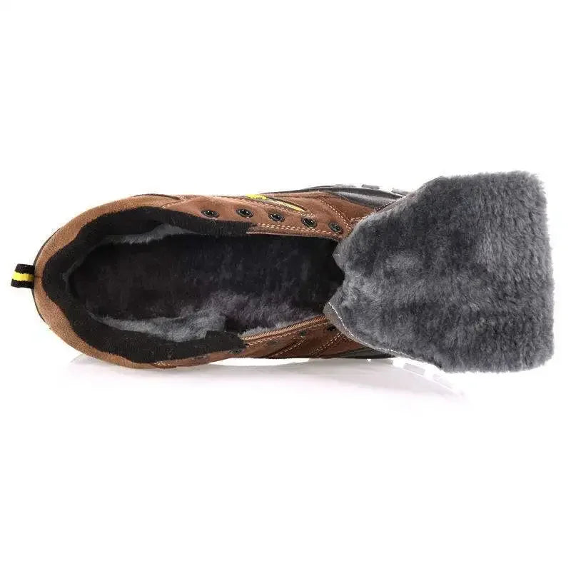 Men's Winter Fleece Lined Cotton Climbing Shoes Outdoor Casual Travel Work Shoes Anti Slip Warm Rubber Sole Ankle Length Boots