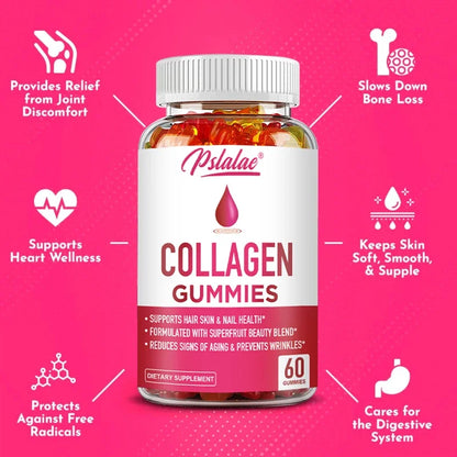 Collagen Gummies for Antioxidant Skin, Hair, Joints, Calcium Absorption, Digestion Immune System Health Supplement, Non-GMO