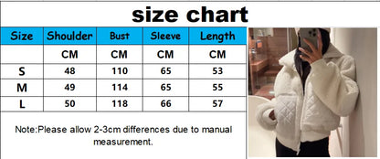 Lamb's Wool Winter Jacket Women Fashion Thickened Stand Collar Short Jacket High Street Black White Zipper Jackets for Women