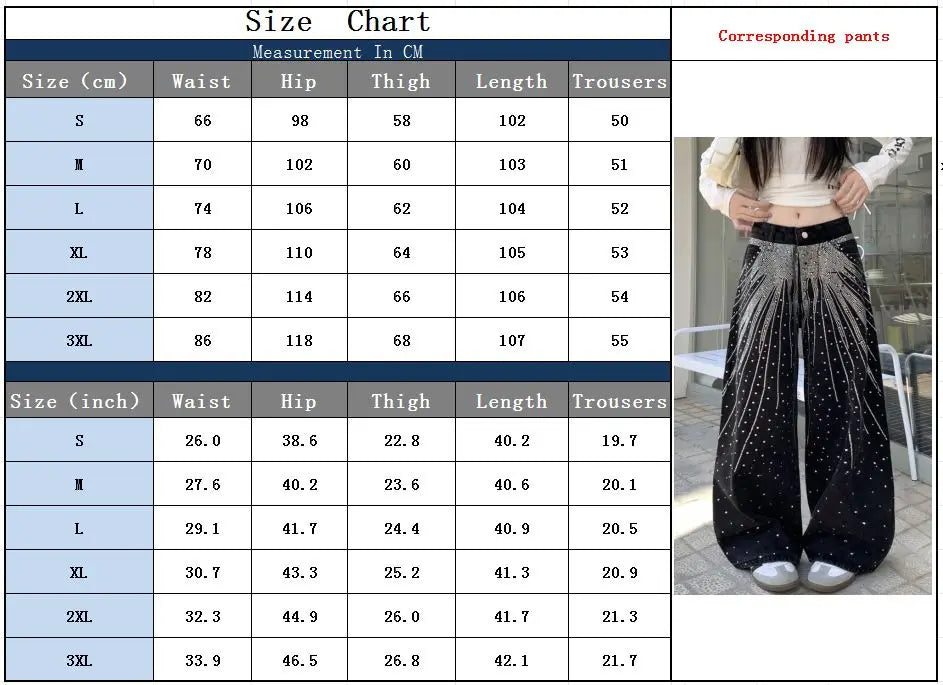 2025/2026 Ropa Y2K Style Baggy Hot Fix Rhinestone Baggy Stacked Jeans Pants For Women Clothing Wide Leg Luxury Gothic Lady Trousers