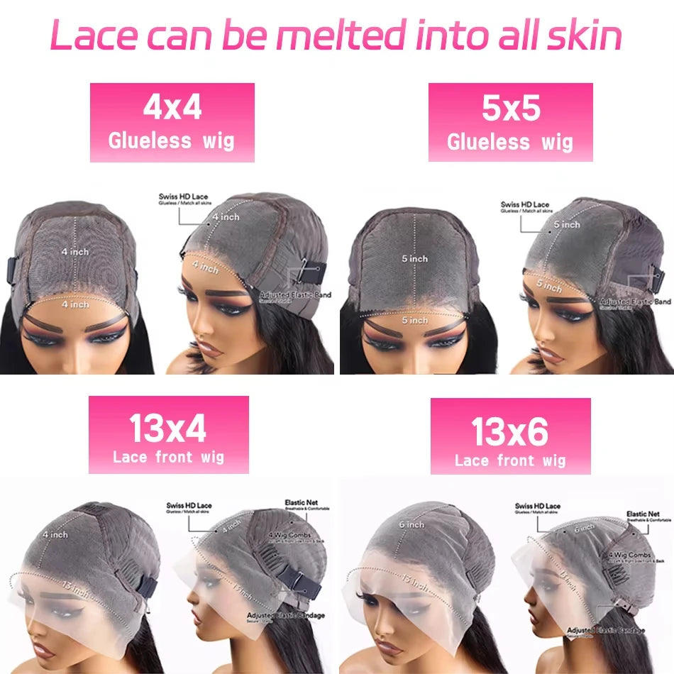 30 40 Inch Glueless Wigs Bone Straight 13x4 Lace Front Wig 13x6 HD Lace Frontal Wigs 5x5 Black Closure Brazilian 100% Human Hair