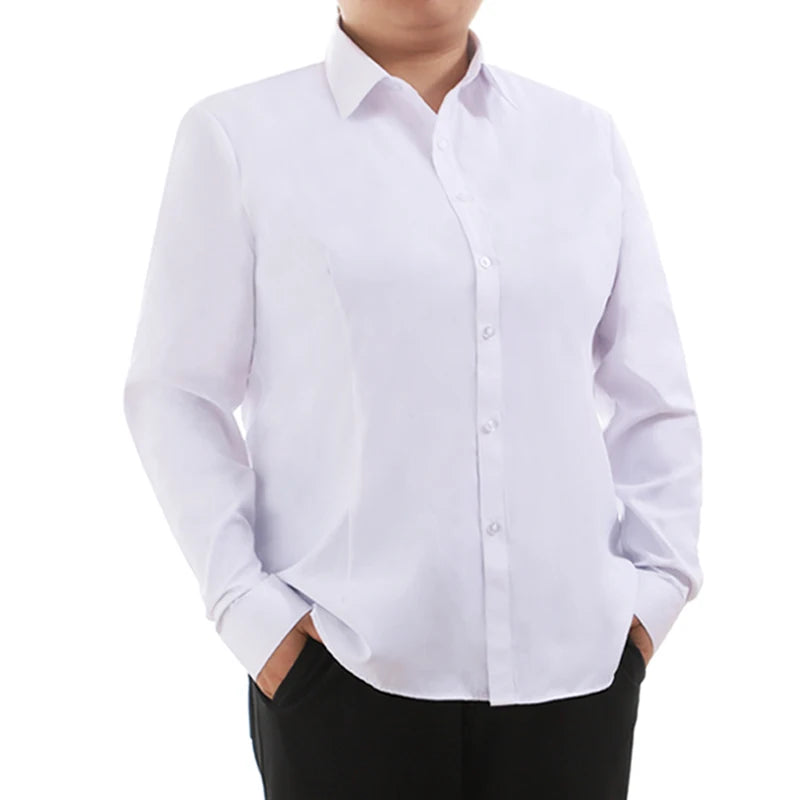 Plus Size Blouse White Shirt Women 2025 Spring Fashion Plus Size Women Clothing Solid Basic OL Womens Tops 4xl 5xl 6xl Blouses